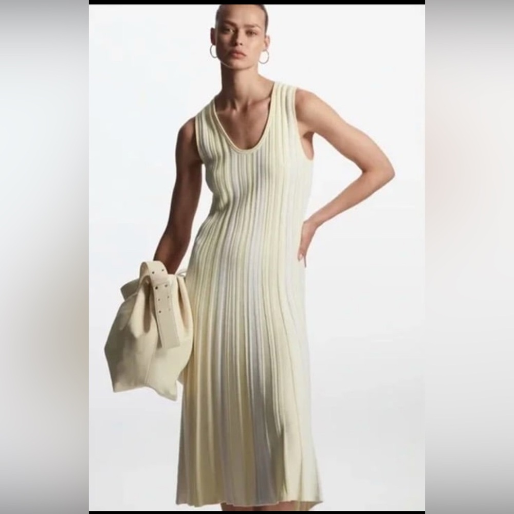 COS Knitted Pleated Midi Dress Large NWT
